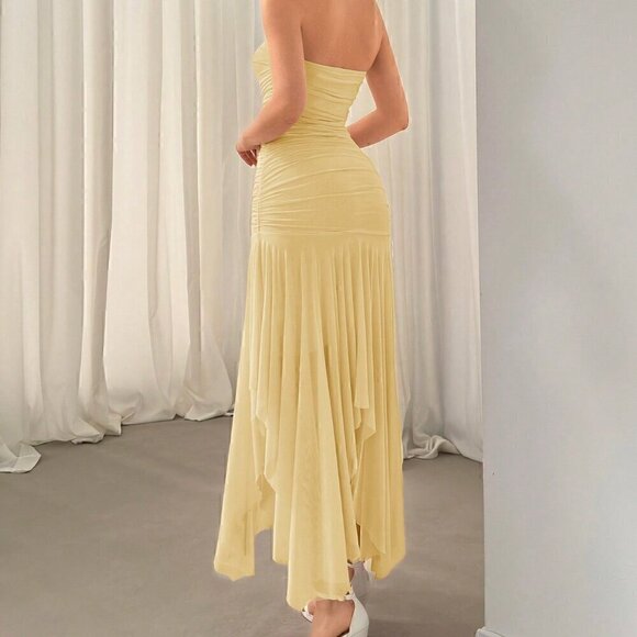 \Elegant Women's Irregular Hem Ruffle Trim Dating/Wedding Dress - Picture 2 of 5